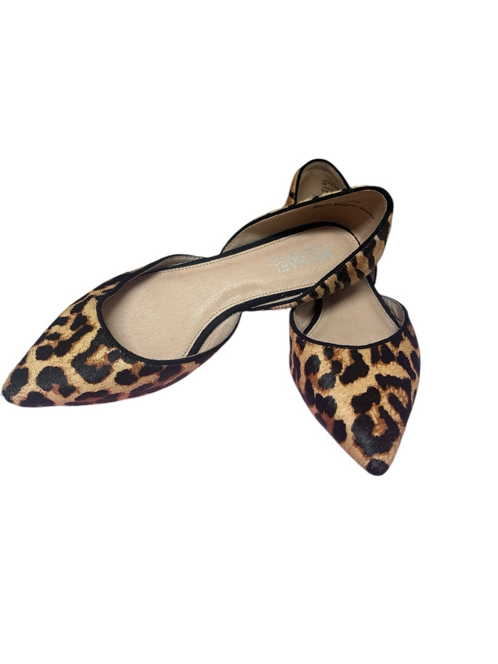 Michael Shannon Leopard Print Calf Hair Pointed Toe D'Orsay Flats